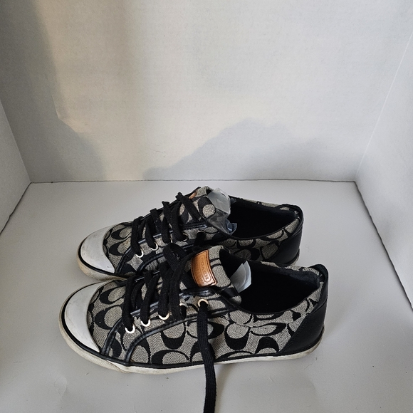 COACH Black Barrett Signature Lace Up Sneakers Size 8.5 - Picture 5 of 10